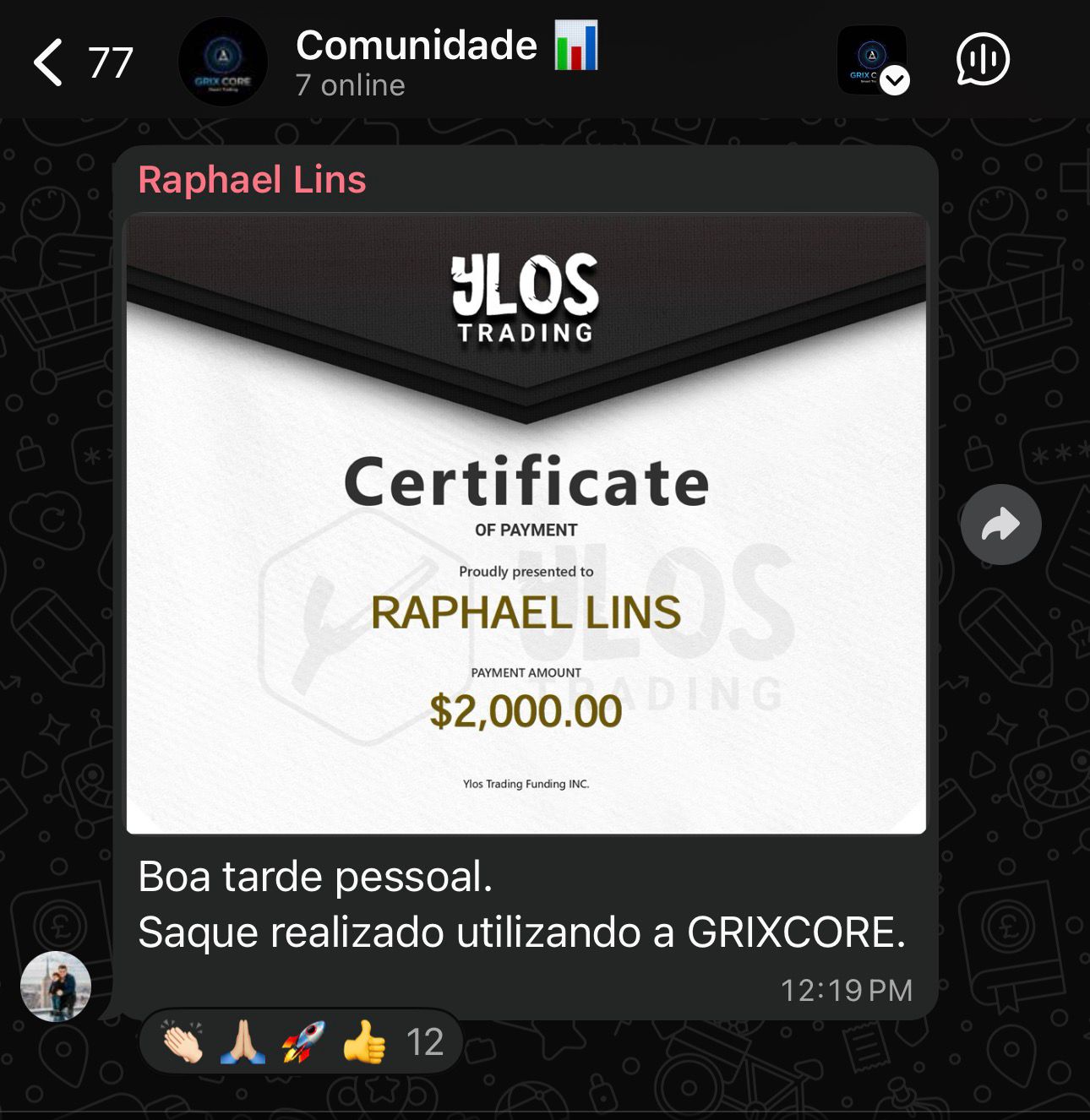 Depoimento da comunidade GrixCore