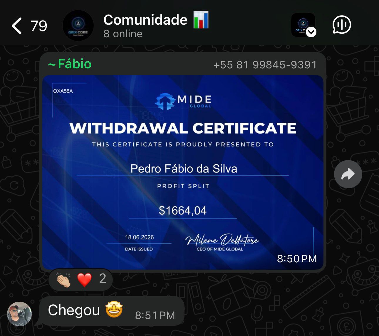 Depoimento da comunidade GrixCore